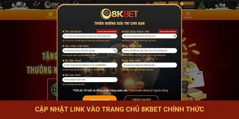 Cập nhật link vào trang chủ 8KBET chính thức